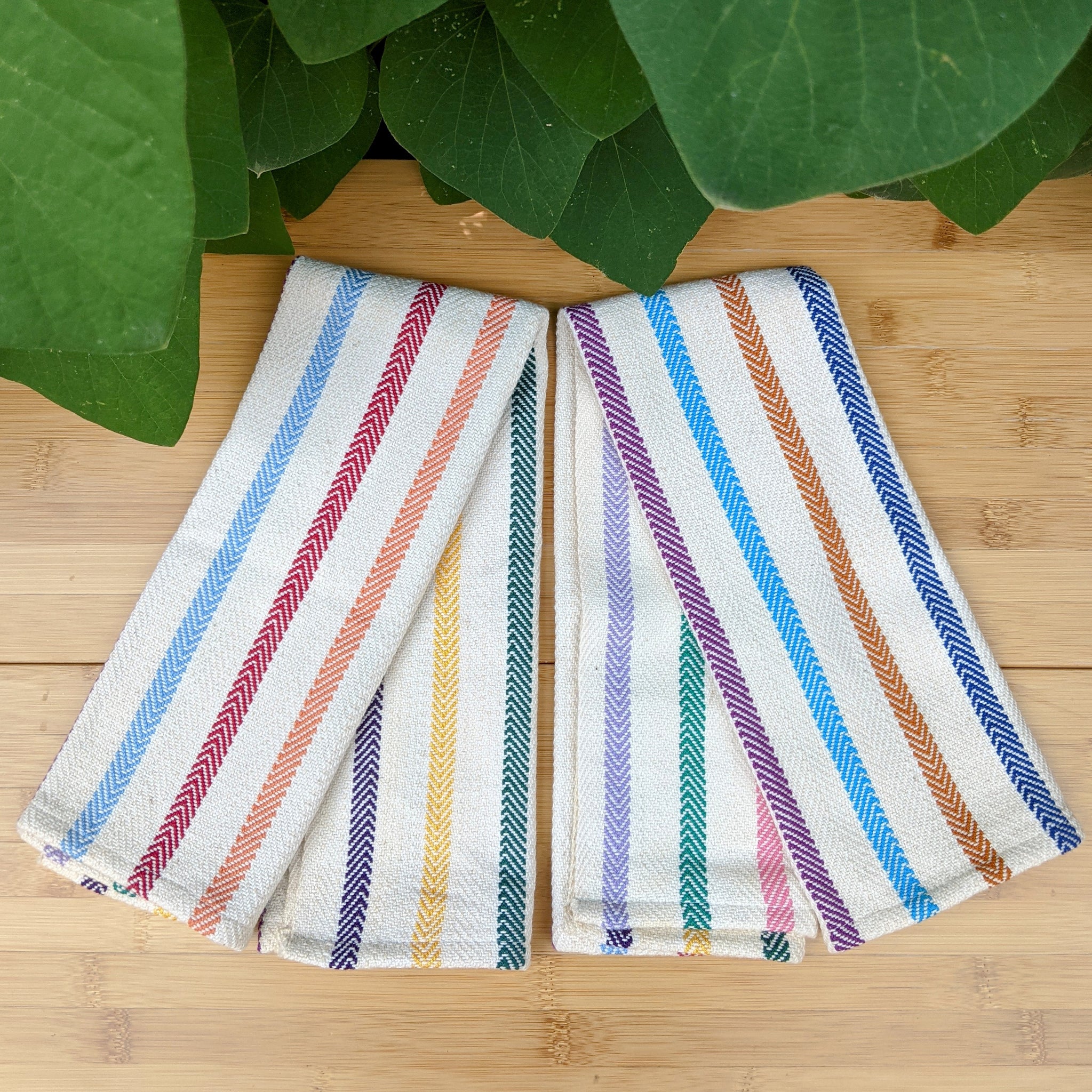 Hand Woven Striped Kitchen Towels | Rainbow